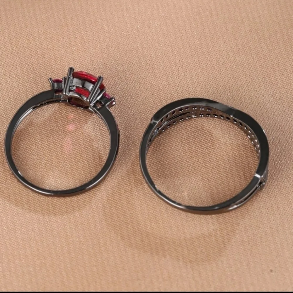 Zircon Rhinestone Couples Combination Ring